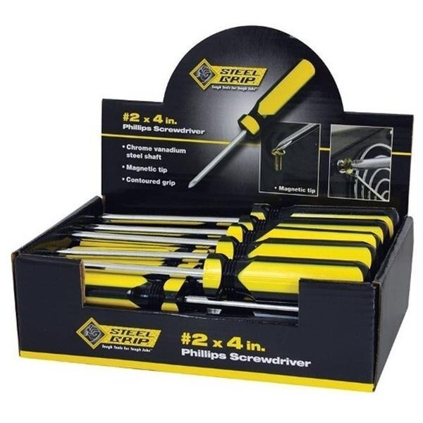 Steel Grip 2265361 No.2 x 4 in. Phillips Screwdriver Counter Top Display Steelgrip - pack of 24, Steel Grip, Mfr#: 2265361