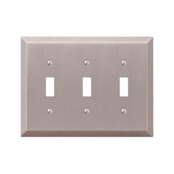 Amerelle 163TTTBN 3 Toggle Brushed Nickel Stamped Steel Wall Plate, Amerelle, Mfr#: 3501475