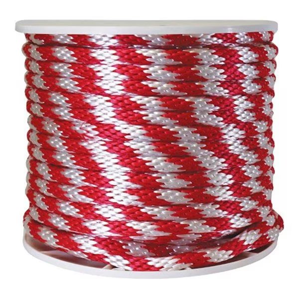 P7240S0200R70S Solid Braided Poly Derby Rope Red & White, Wellington, Mfr#: WE10615
