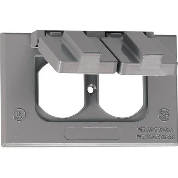 Electrical Box Cover, 1 Gang(s), Rectangular, Metal Die-Cast, Duplex Receptacle Cover, Sigma, Mfr#: 3425006