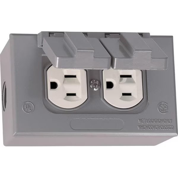 Electrical Box Cover, 1 Gang(s), Rectangular, Metal Die-Cast, Duplex Receptacle Cover, Sigma, Mfr#: 3424512