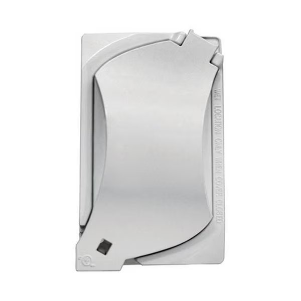 Electrical Box Cover, 1 Gang(s), Rectangular, Metal Die-Cast, Duplex, GFCI, Round, Universal Cover, Sigma, Mfr#: 3426152