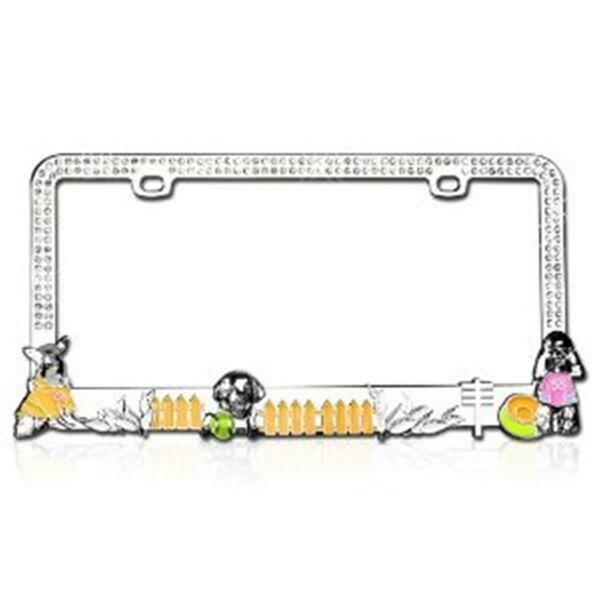 Dog Playground Design With Sparkling White Crystals Metal Frame, Valor, Mfr#: LPF2MC026WIT
