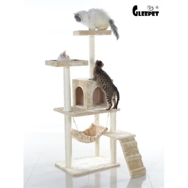 GleePet 57 in. Cat Tree  Beige W Ramp, Petpride, Mfr#: PE615686