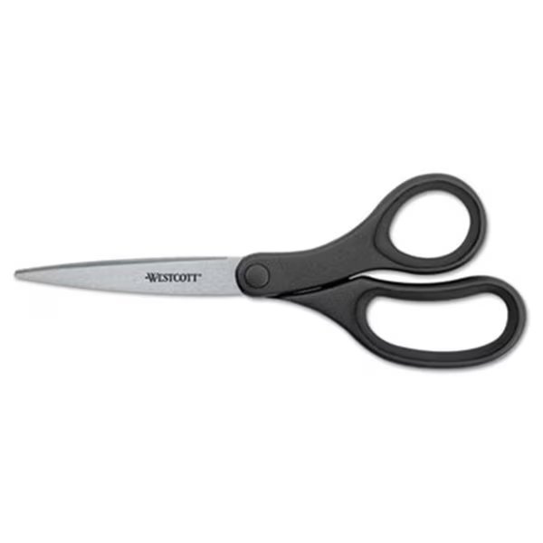 KleenEarth Basic Plastic Handle Scissors, 9 in. Length, Pointed, Black, Acme United, Mfr#: AC30703