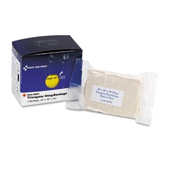 First Aid 6007 Triangular Sling-Bandage; 40 in. x 40 in. x 56 in.; 2 Safety Pins-1 Bandage-Box, First Aid, Mfr#: 6007