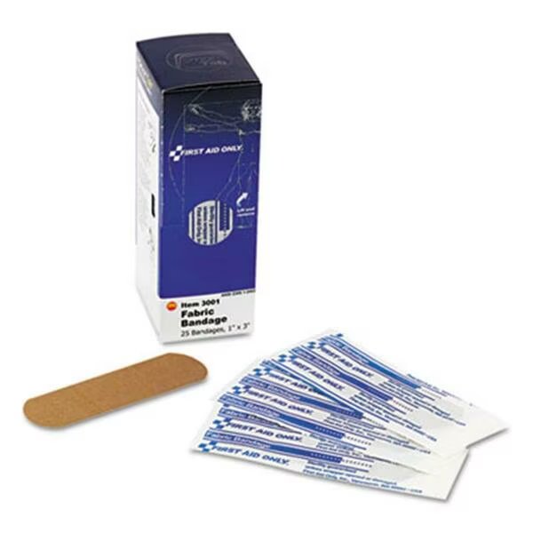 Fabric Bandages-1 X 3, 25Pk, First Aid, Mfr#: 3001