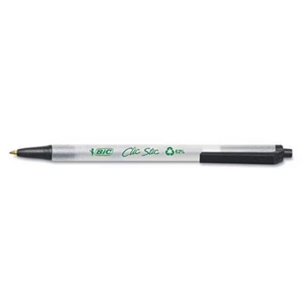 Bic CSEM11-BK Ecolutions Clic Stic Ballpoint Retractable Pen  Black Ink  Medium  Dozen, Bic, Mfr#: CSEM11-BK