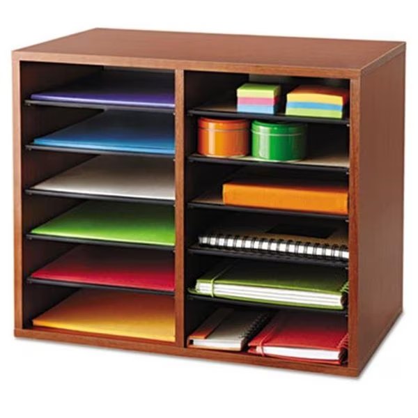 Fiberboard Literature Sorter  12 Sections  19 .63 x 11 .88 x 16 .13  Cherry, Roomfactory, Mfr#: RO188519