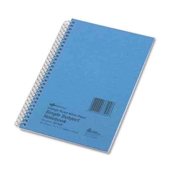 National Brand 33502 Subject Wirebound Notebook- College Rule- 5 x 7-3/4- WE- 80 Sheets/Pad, National Brand, Mfr#: 33502