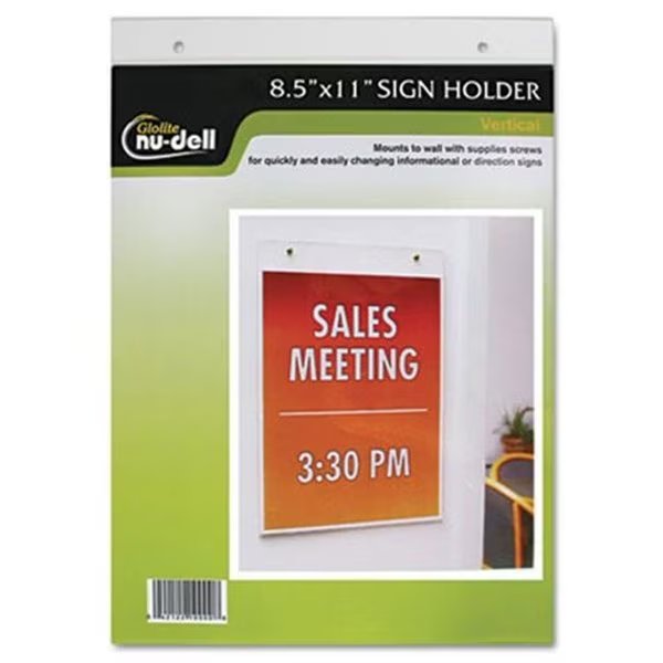 Nu-Dell 38011Z Clear Plastic Sign Holder  Wall Mount  8 1/2 x 11, Nudell, Mfr#: 38011Z