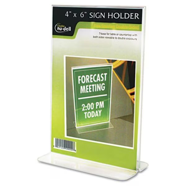 Nu-Dell 38046Z Clear Plastic Sign Holder  Free-Standing  4 x 6, Nudell, Mfr#: 38046Z