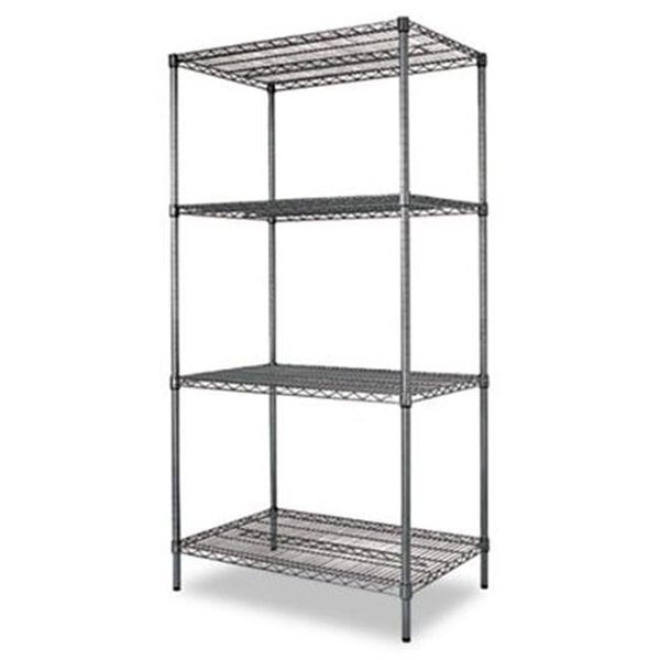 Alera SW503624BA Industrial Wire Shelving Starter Kit  Four Shelves  36w x 24d x 72h  Black, Alera, Mfr#: SW503624BA