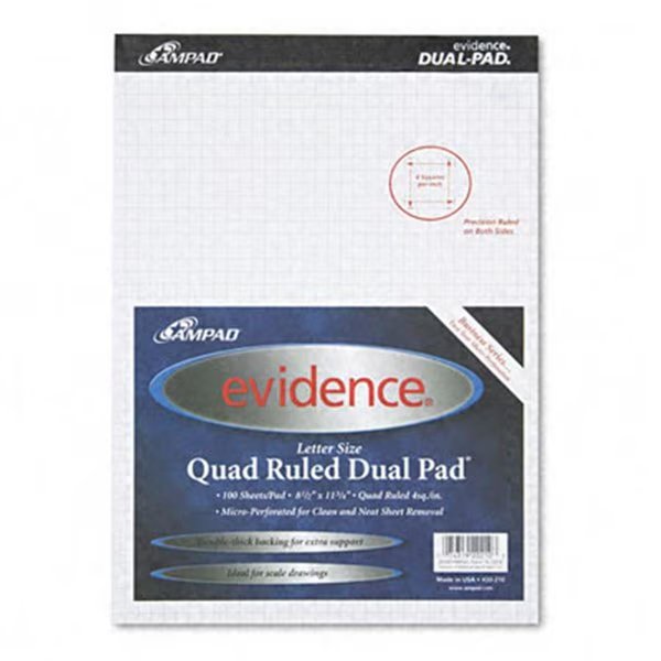 Ampad 20210 Evidence Quad Dual-Pad  Quadrille Rule  Letter  White  100-Sheet Pads, Ampad, Mfr#: 20210