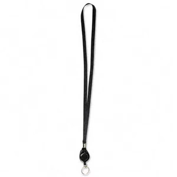 Lanyard with Retractable 24   ID Reel with Ring  36   Black Poly Cord  12 per Pack, Workstationpro, Mfr#: TH40503