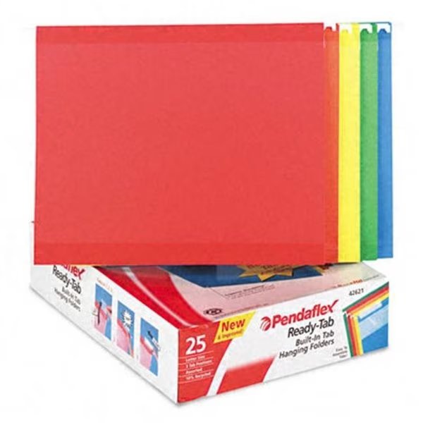 Esselte Pendaflex 42621 Ready-Tab Reinforced Hanging Folders  1/3 Tab  Letter  Assorted Colors  25/Box, Esselte Pendaflex Corporation, Mfr#: 42621