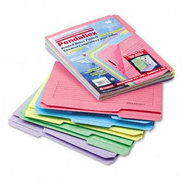 Esselte Pendaflex 45270 Printed Notes Folders with Fastener  1/3 Cut  Top Tab  Letter  Assorted  30 Pack, Esselte Pendaflex Corporation, Mfr#: 45270