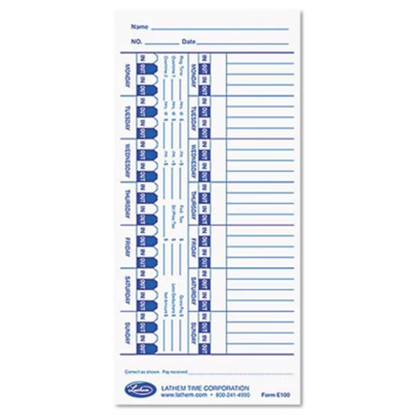 Universal Time Card White 100 per Pack, 100PK, Virtual, Mfr#: VI9070