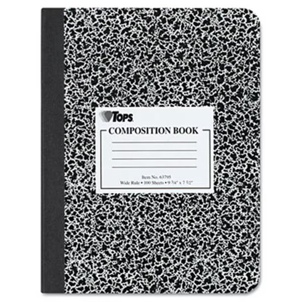 Composition Book w/Hard Cover Wide Rule 9-3/4 x 7-1/2 White 100 Sheets/Pad, Tops, Mfr#: TO33362