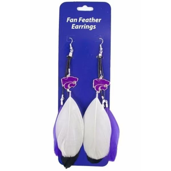 Kansas State Wildcats Team Color Feather Earrings, Little Earth, Mfr#: 8669915453