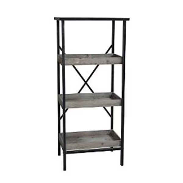 Metal Storage Rack With 3 Wooden Shelves, Cheungs, Mfr#: FP-4022
