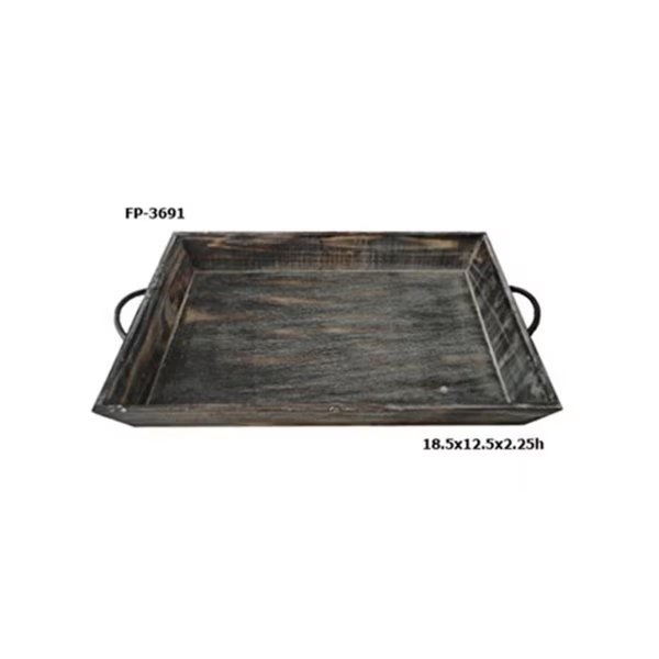 Cheung's FP-3691 Single Wooden Tapered Tray with metal Side Handles, Cheungs, Mfr#: FP-3691
