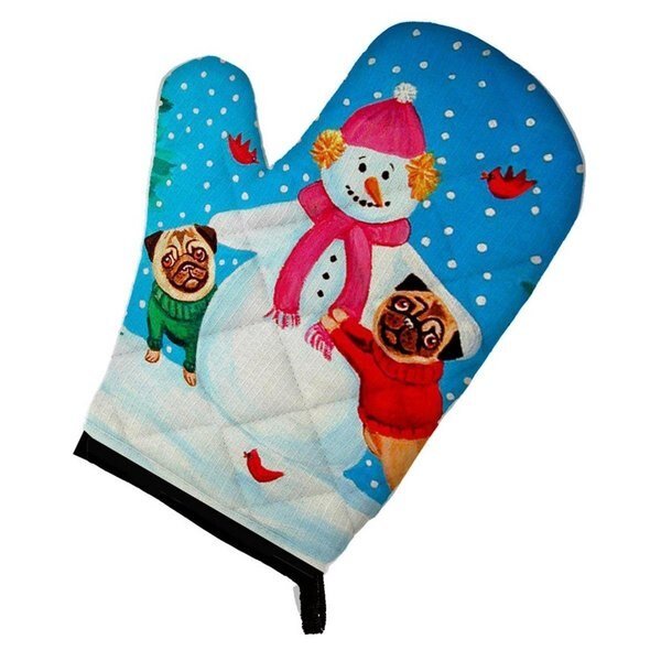 Snowman with Pug Winter Snowman Oven Mitt