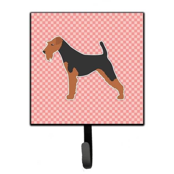 Welsh Terrier Checkerboard Pink Leash or Key Holder, Micasa, Mfr#: MI224831