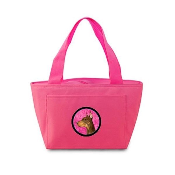 Carolines Treasures SS4744-PK-8808 Pink Doberman Zippered Insulated School Washable And Stylish Lunch Bag Cooler, Carolines Treasures, Mfr#: SS4744-PK-8808