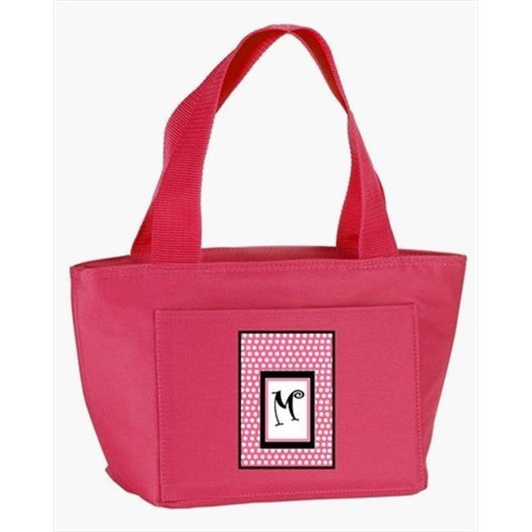 Monogram Letter M - Pink Black Polka Dots Lunch Bag or Doggie Bag, Beyondbasketball, Mfr#: BE951243