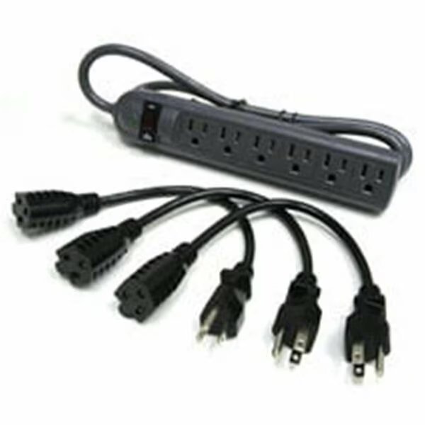 PORT AUTHORITY 2706X 6-OUTLET SURGE SUPPRESSOR WITH THREE 1ft OUTLET SAVER POWER EXTENSION CORDS, Fasttrack, Mfr#: FA56732