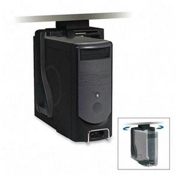 Under Desk Black Steel Cpu Holder with 360 Degree Swivel, Abacus, Mfr#: AB270269