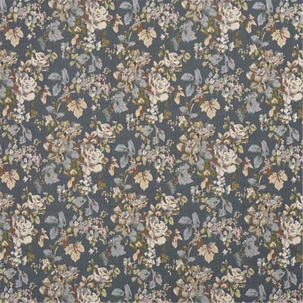 54 in. Wide Blue, Ivory And Green, Floral Bouquet Tapestry Upholstery Fabric, Finefabrics, Mfr#: FI1188