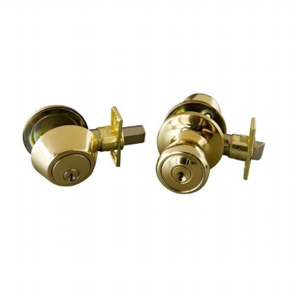 Terrace 6 Way Latch Entry Door Knob; and Deadbolt Combo Polished Brass, Heat Wave, Mfr#: HE272277