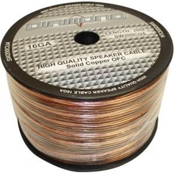 Diamond SW200CU4 Diamond Bulk Speaker Wire 16 ga. 65 Strand Solid Copper 4 Conductor 200 ft., Diamond, Mfr#: SW200CU4