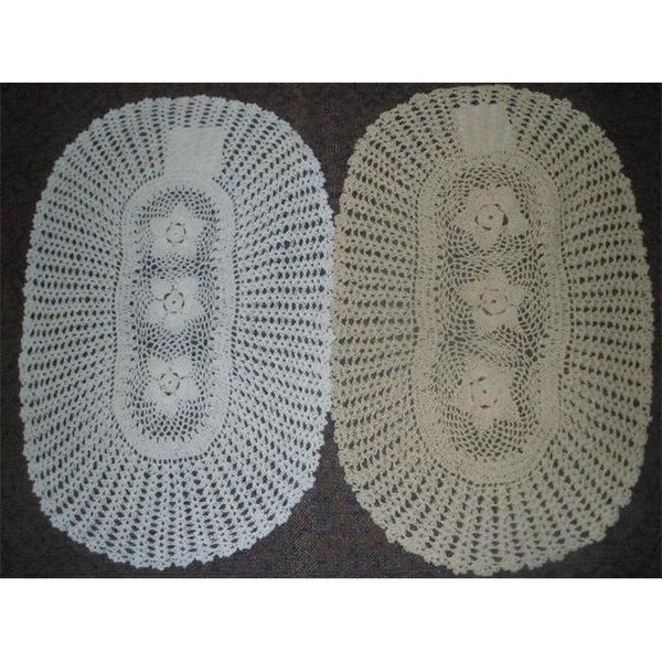 Tapestry Trading NL-021472 14 x 72 in. Handmade Indian Crochet Table Runner; Ivory And White, Tapestry Trading, Mfr#: NL-021472