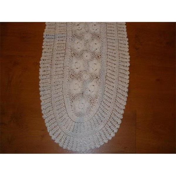 Tapestry Trading NL-14I1646 14 x 46 in. Handmade Indian Crochet Table Runner; Ivory, Tapestry Trading, Mfr#: NL-14I1646