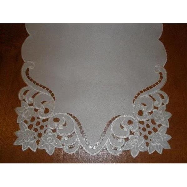 Tapestry Trading RC0446-12 12 in. Embroidered Roses And Lacy Cutwork Doilies; Ivory, Tapestry Trading, Mfr#: RC0446/12