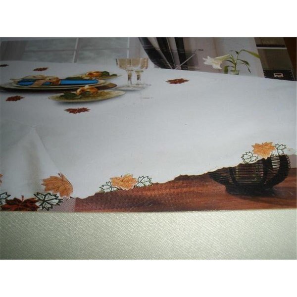 ZC0800265-60102 60 x 102 in. Embroidered Harvest Leaves Cutwork Table Cloth, Fastfood, Mfr#: FA2570292
