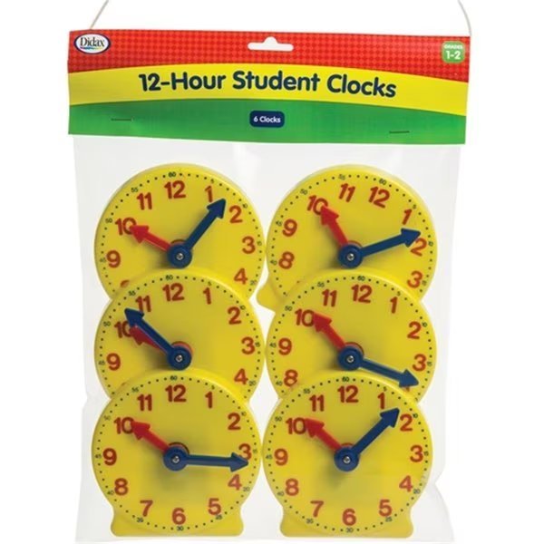 Didax DD-211550 5 in. Student Clocks; Set of 6, Didax, Mfr#: DD-211550
