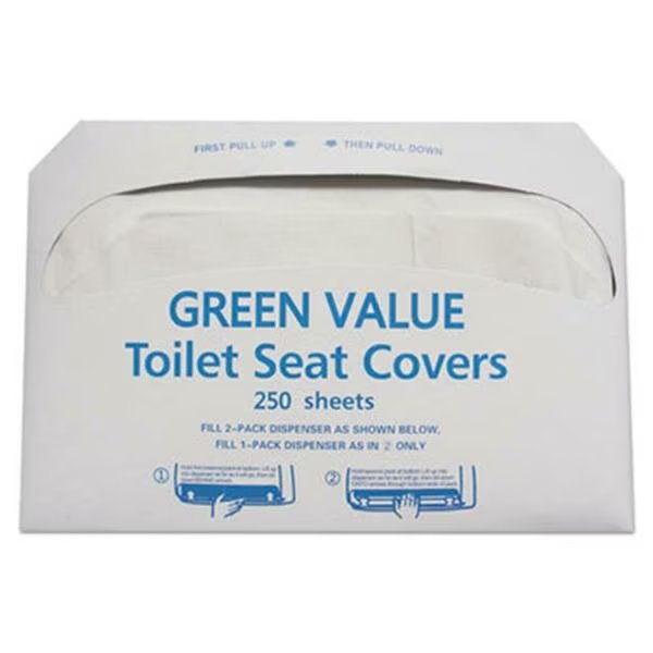 Half-Fold Toilet Seat Covers, White - 14.75 X 16.5 In., United General Supply Co, Mfr#: GVTSC5000