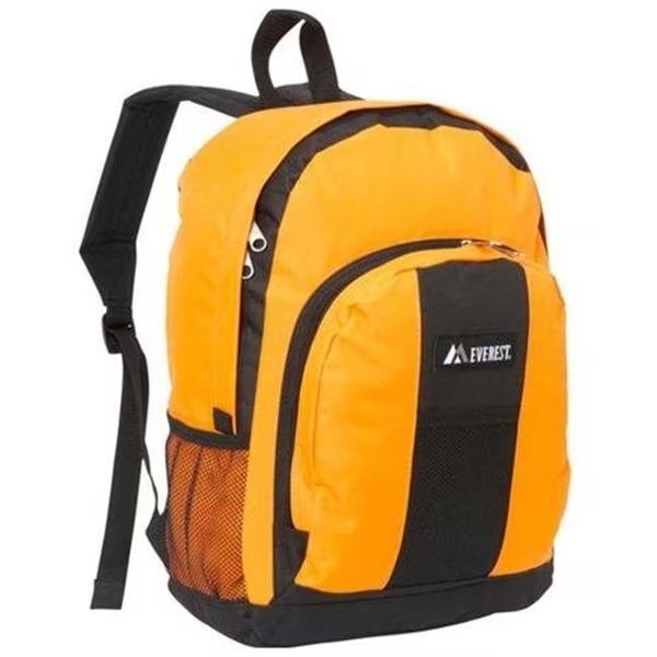 Everest BP2072-OG-BK Backpack with Front & Side Pockets - Orange-Black, Everest, Mfr#: BP2072-OG/BK
