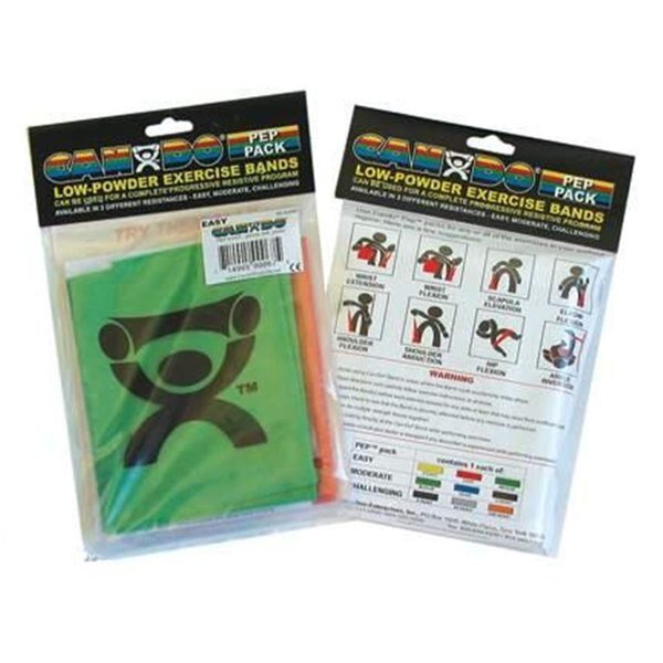Cando 10-5280 Exercise Band PEP Pack - Easy - Yellow  Red  Green, Cando International, Mfr#: 1234796