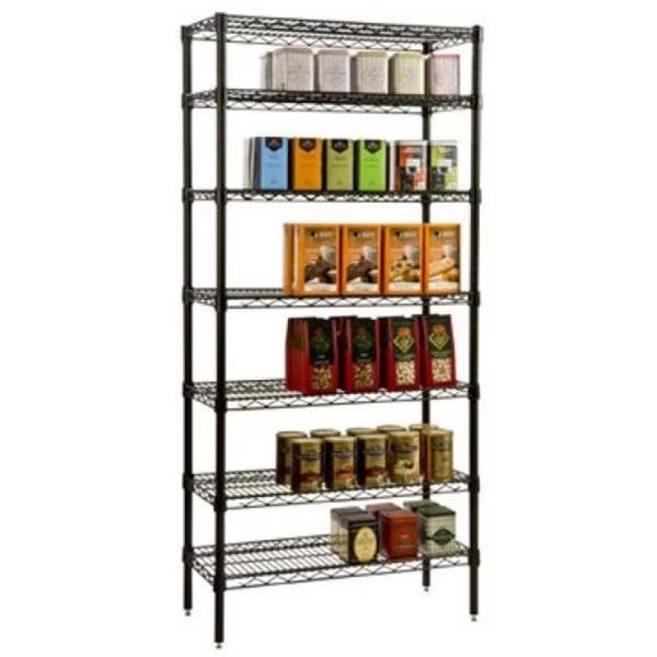 FocusFoodService FF2472BK 24 in. W x 72 in. L Epoxy Wire Shelf - Black, Focus Foodservice, Mfr#: FF2472BK