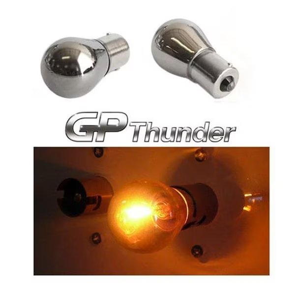 GP-Thunder GP-1156-CA Chrome Silver Amber Light Bulb Straight Pin, Gp-Thunder, Mfr#: GP-1156-CA