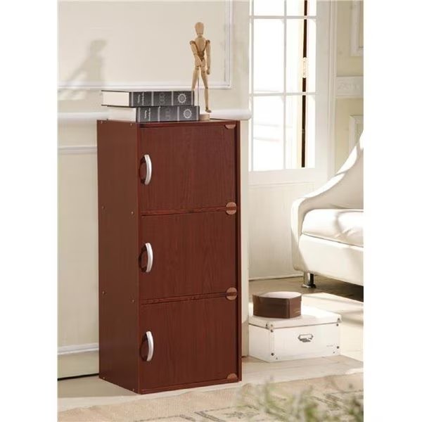 Hodedah Hid3 Mahogany 3 Door Cabinet, Hodedah, Mfr#: Hid3 Mahogany