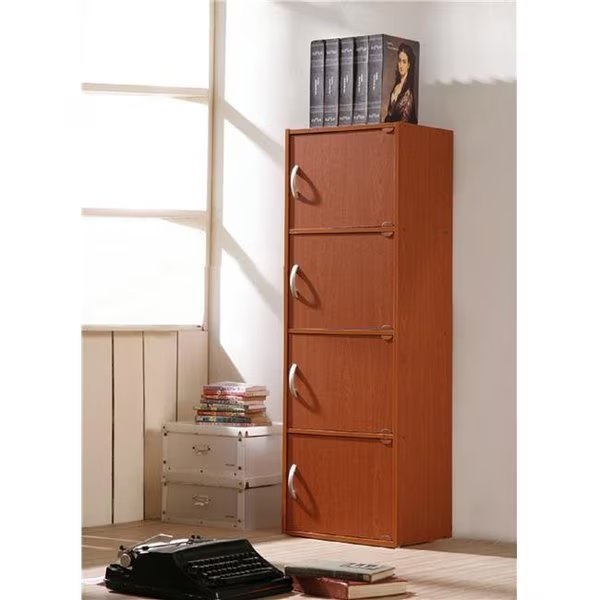 Hodedah Hid4 Cherry 4 Door Cabinet, Hodedah, Mfr#: Hid4 Cherry