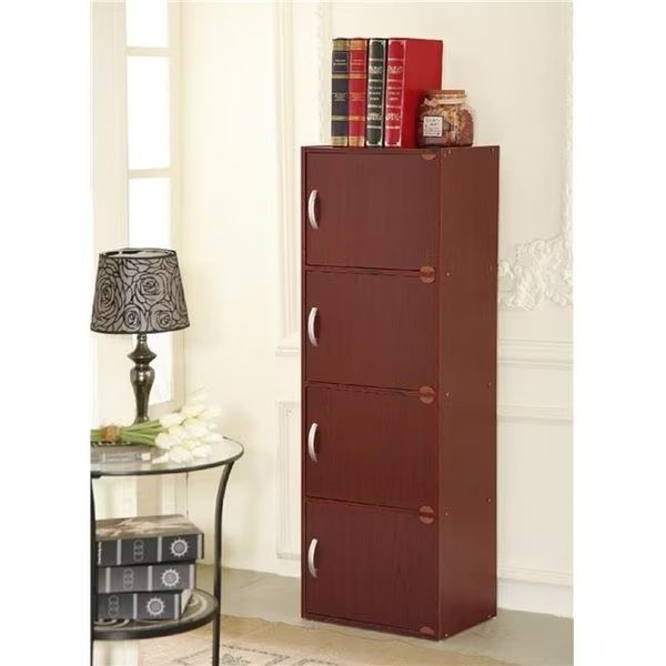 Hodedah Hid4 Mahogany 4 Door Cabinet, Hodedah, Mfr#: Hid4 Mahogany