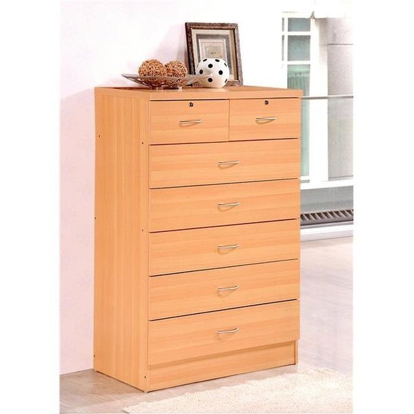 Hodedah Hi70Dr Beech 7 Drawer Jumbo Chest, Hodedah, Mfr#: Hi70Dr Beech
