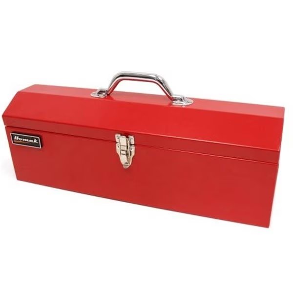 19 Inch Red Metal Toolbox with Black Metal Tray, Homak, Mfr#: HO297203